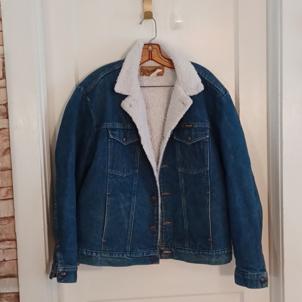 Vintage Wrangler jeans jacket lined men's size large